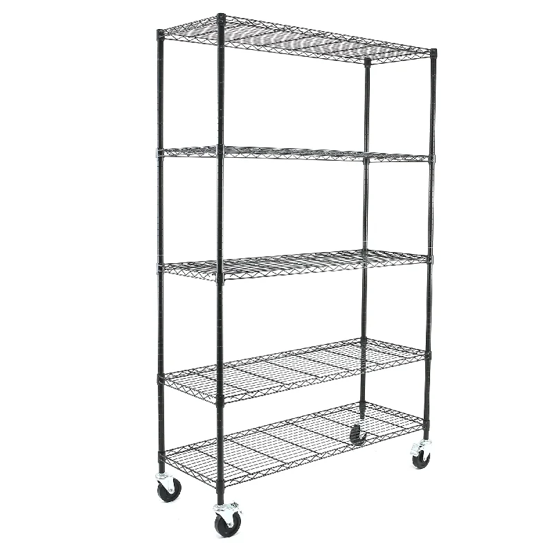 EZPEAKS 5-Tier Heavy Duty Steel Wire Shelving Unit with Wheels – NSF Certified Storage Rack for Kitchen, Garage, and Pantry