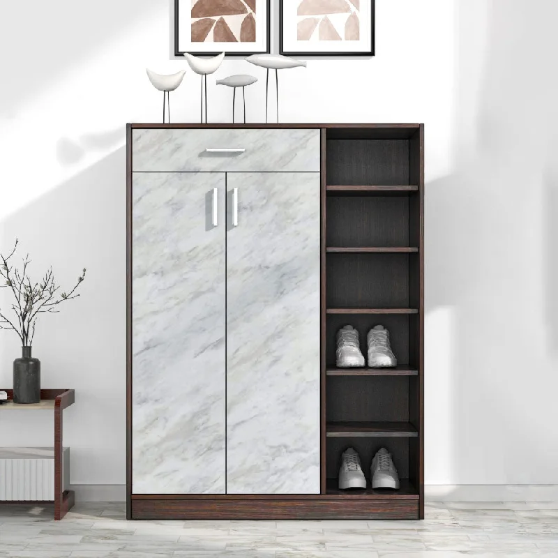 Nilkamal Cresta Shoe Cabinet (Ash wenge / Marble Beige)