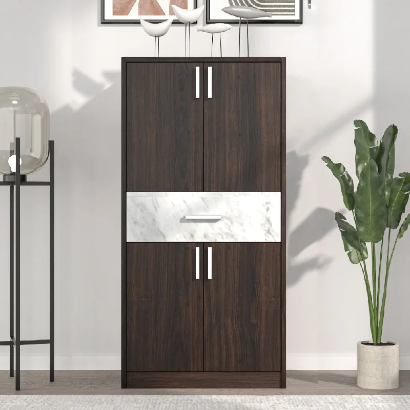 Nilkamal Ozark Shoe Cabinet (Ash wenge / Marble Beige)