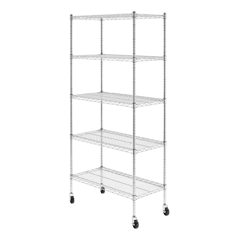 Heavy-Duty NSF Certified Storage Shelves with Wheels - SafeRacks Adjustable Steel Wire Shelving Unit