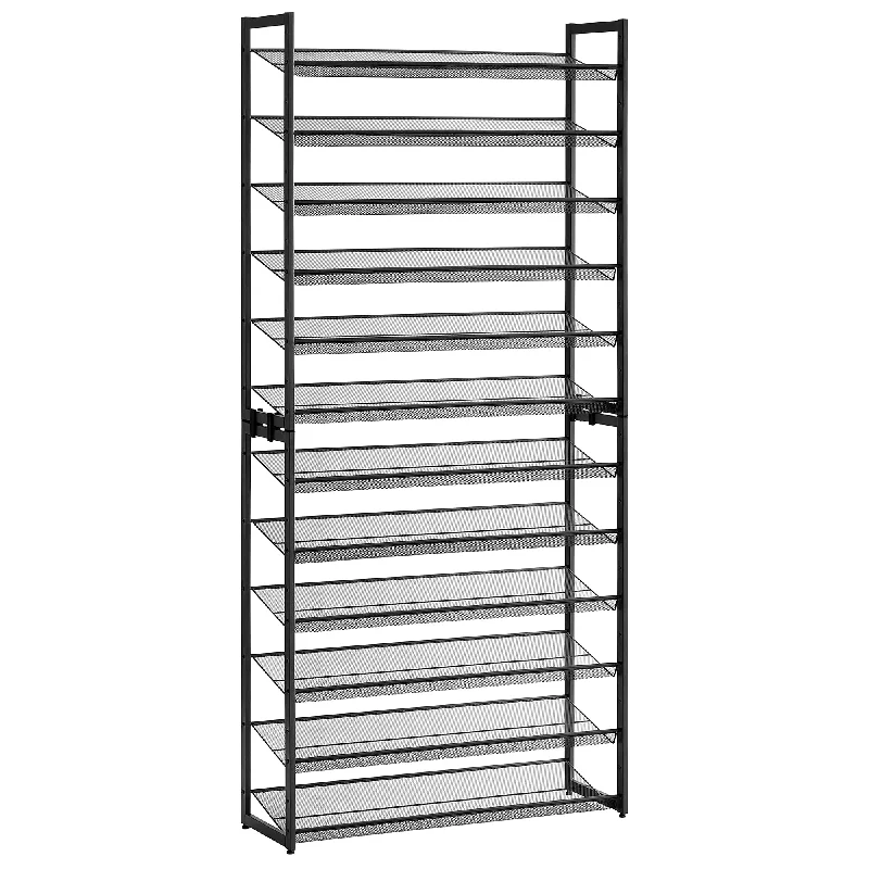 SONGMICS Shoe Rack, 12-Tier Tall Metal Shoe Storage Organizer for Closet, Entryway, Garage, Set of 2 6-Tier Big Stackable Shoes Rack Shelf,