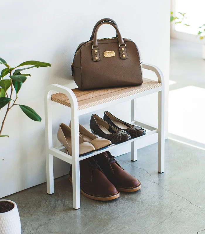 Shoe Organizer & Bench (18" H)  - Steel + Wood