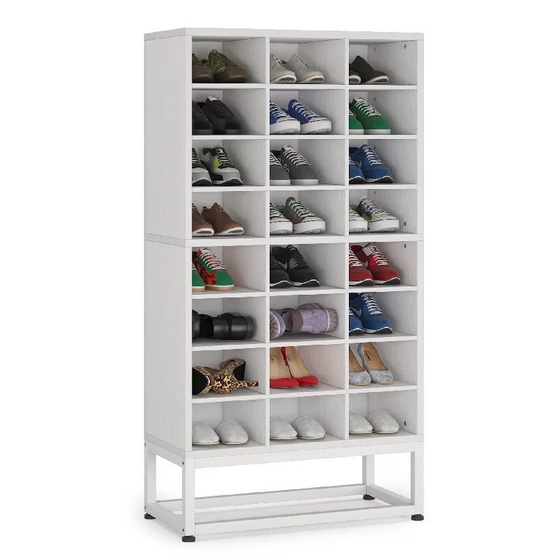 Tribesigns Shoe Storage Cabinet 55inch, 8-Tier Freestanding Cube Closet Organizers, 24 Pair White Shoe Rack Storage with Movable Partition Boards for Hallway, Bedroom, Closet, Entryway