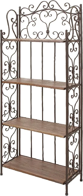 Deco 79 69872 Farmhouse Metal Bakers Rack, 27" x 12" x 68", Brown - $110