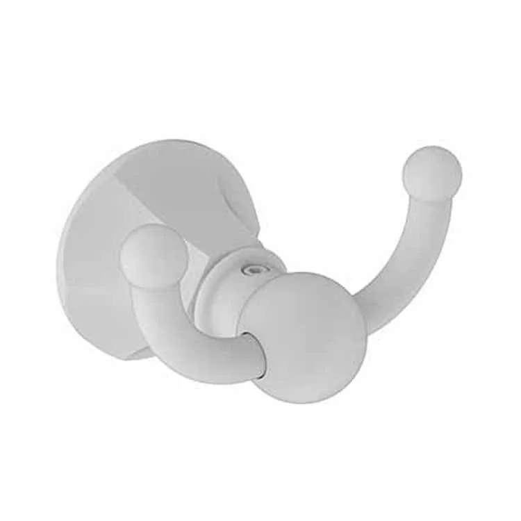 Robe Hook Metropole Double Matte White 2-1/3 Inch Wall Mount Brass