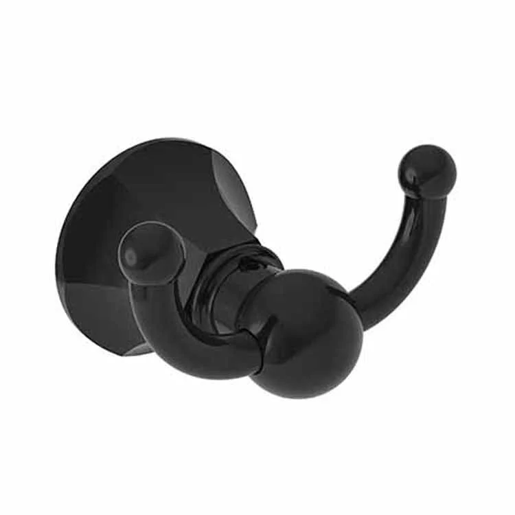 Robe Hook Metropole Double Gloss Black 2-1/3 Inch Wall Mount Brass