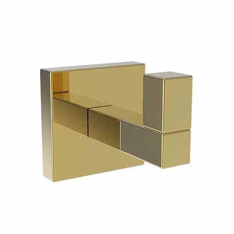 Robe Hook Cube 2 Single Polished Gold PVD 1-4/5 Inch 2-3/8 Inch Wall Mount Brass