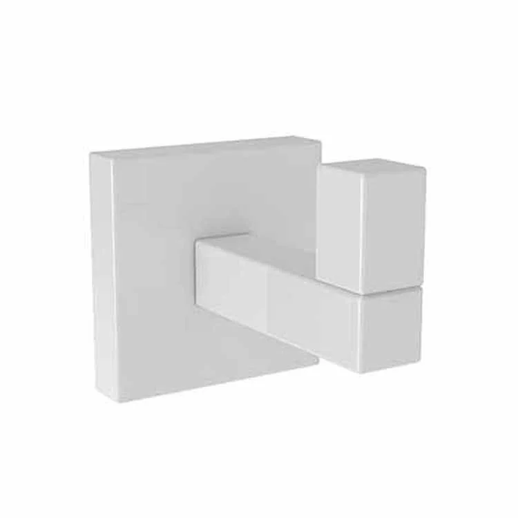 Robe Hook Cube 2 Single White 1-4/5 Inch 2-3/8 Inch Wall Mount Brass