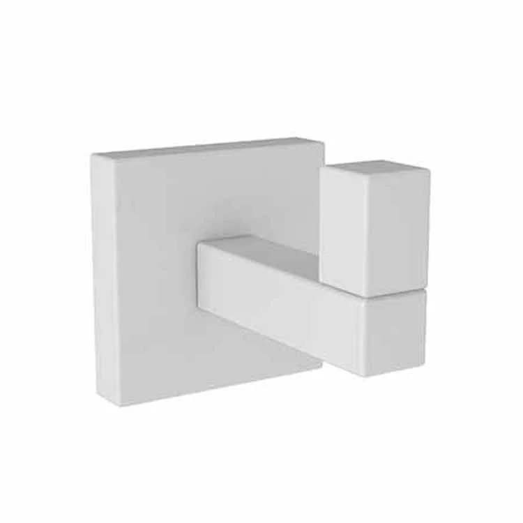 Robe Hook Cube 2 Single Matte White 1-4/5 Inch 2-3/8 Inch Wall Mount Brass