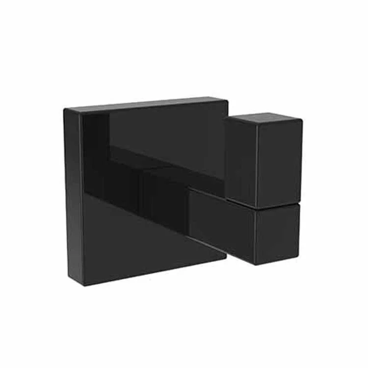 Robe Hook Cube 2 Single Gloss Black 1-4/5 Inch 2-3/8 Inch Wall Mount Brass