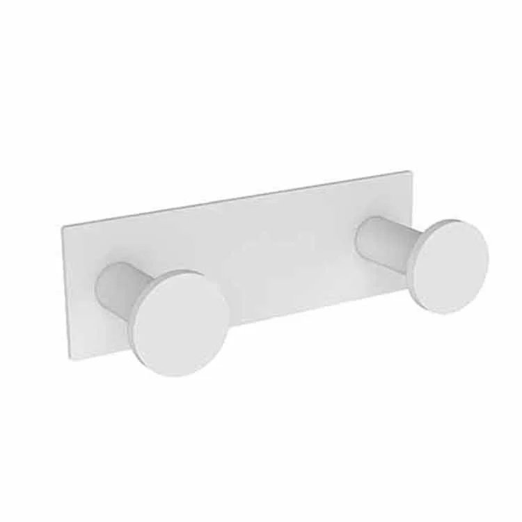 Robe Hook Metro Double Matte White 2-1/5 Inch 2-2/7 Inch Wall Mount Brass