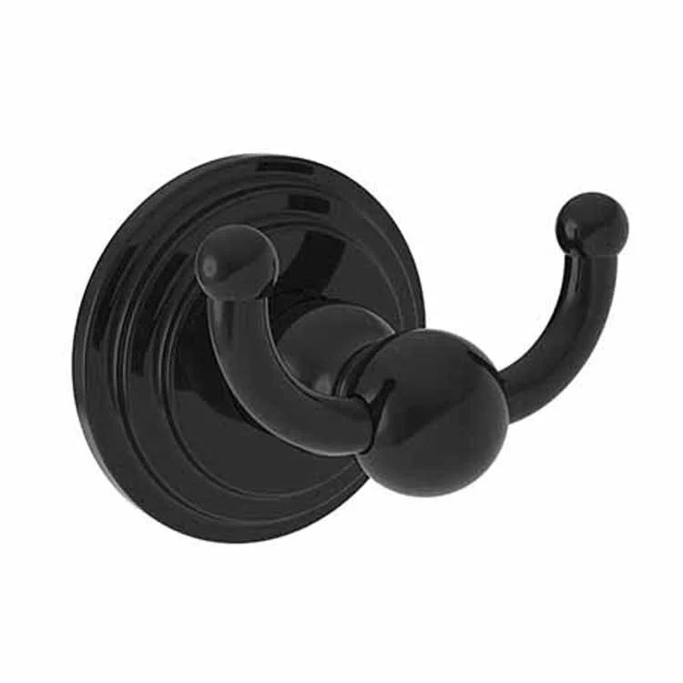 Robe Hook Alveston Double Gloss Black 2-5/9 Inch 2-3/7 Inch Wall Mount Brass