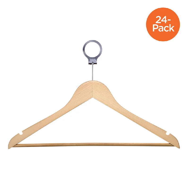 Maple Finish Wood Hotel Suit Hangers (24-Pack)