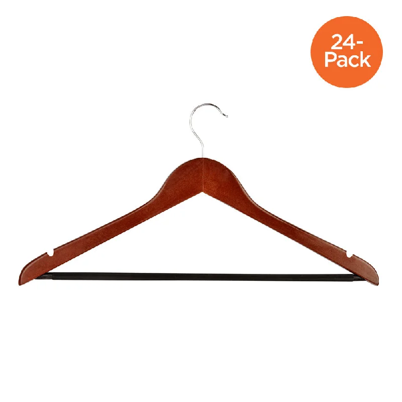 Cherry Finish Wood No-Slip Suit Hangers (24-Pack)