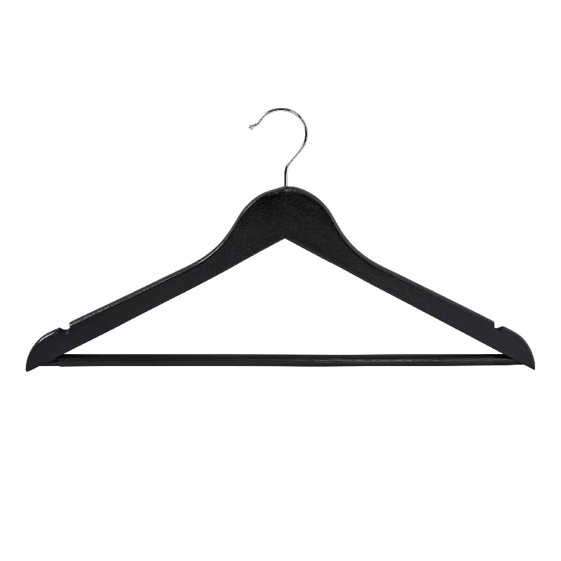 Black Non-Slip Swivel Hook Wood Hangers (24-Pack)