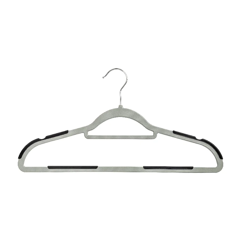 Gray/Black Slim Plastic Hangers with Anti-Slip Rubber Grips