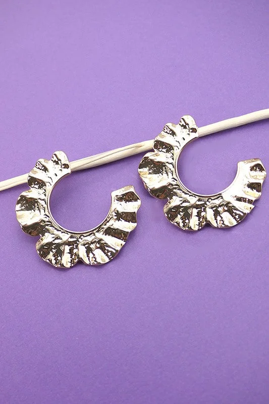 Hammered Flower Hoops