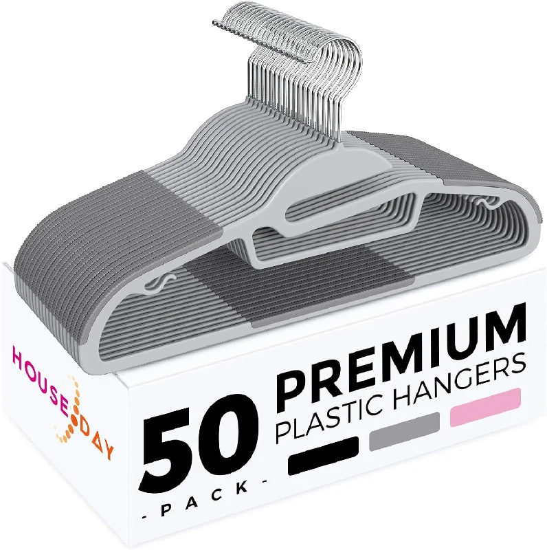 HOUSE DAY 16.3 Inch Heavy Duty Plastic Hangers 50 Pack