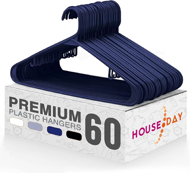 HOUSE DAY 16.5x9.3 Inch Plastic Hangers 60 Pack