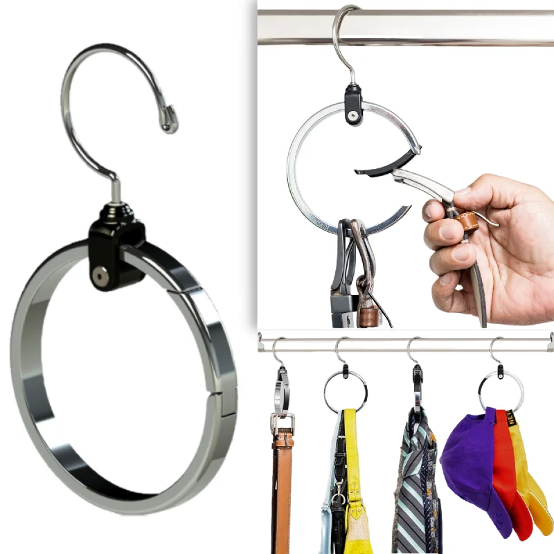 1-Pack Multipurpose Closet Hanger Organizer ROLLY HANGER Great Space Saver Ideal for Tidying Up Any Closet Perfect for Belts, Sport Hats, Ties, Scarves, Purses & More