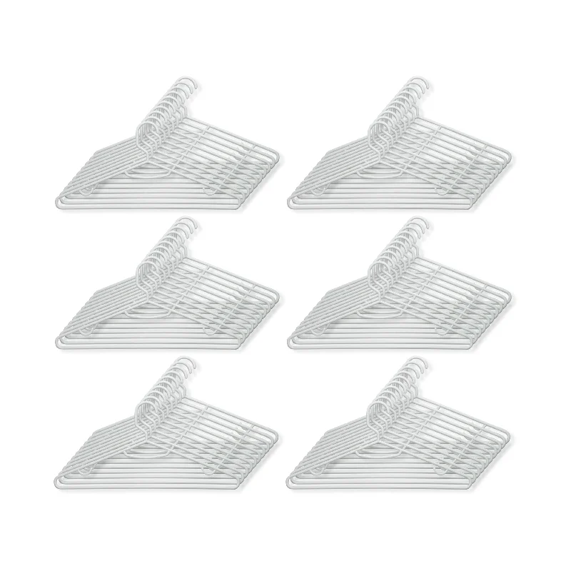 White Recycled Plastic Hangers with Hooks (60-Pack)